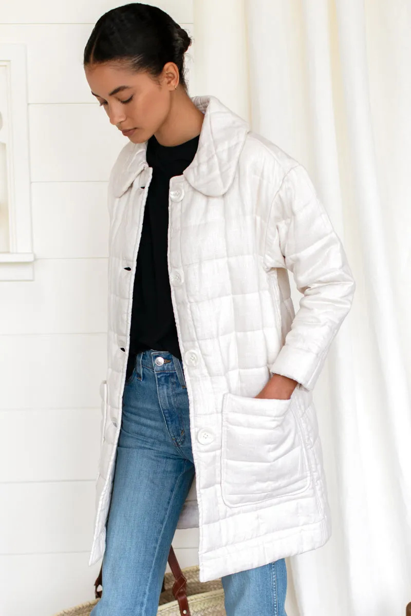 Long Quilted Jacket - Ivory Linen sold by Emerson Fry product image thumbnail 4