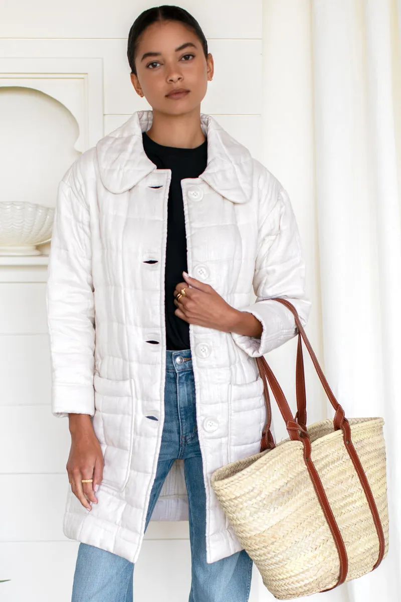 Long Quilted Jacket - Ivory Linen sold by Emerson Fry product image thumbnail 5