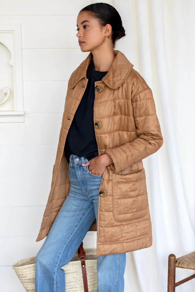 Long Quilted Jacket - Camel Linen sold by Emerson Fry product image thumbnail 5