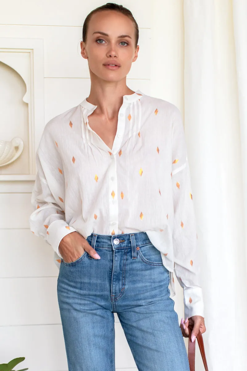 Mandarin Collar Longsleeve 2 - Gold Leaf Ivory sold by Emerson Fry product image thumbnail 2