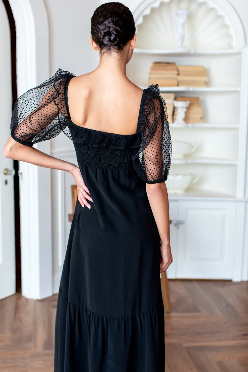 Shirred Bodice Maxi Dress - Black Dots sold by Emerson Fry product image thumbnail 2
