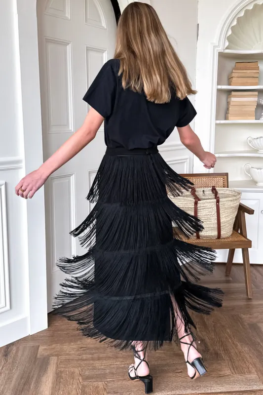 Fringe Midi Skirt - Black sold by Emerson Fry