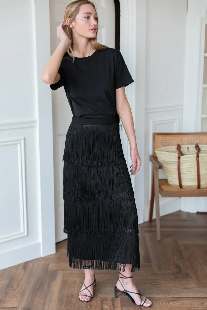 Fringe Midi Skirt - Black sold by Emerson Fry product image thumbnail 5