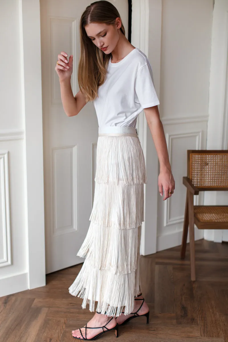 Fringe Midi Skirt - Ivory sold by Emerson Fry product image thumbnail 3