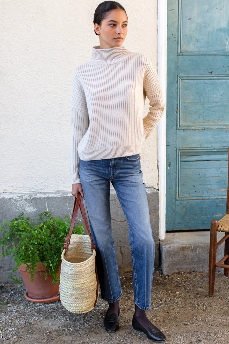 Carolyn Funnel Neck Sweater - Latte Melange sold by Emerson Fry