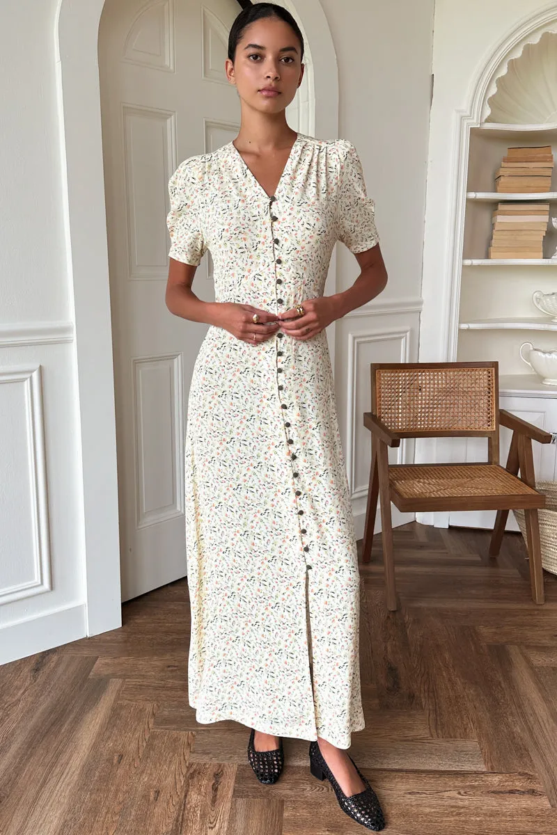 Lucyia Antique Dress - Butter Yellow Flowers sold by Emerson Fry