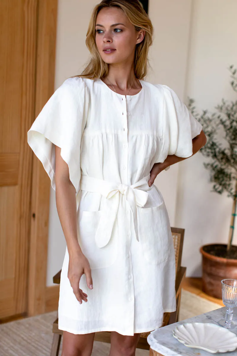 Marion Button Dress - Salt Linen sold by Emerson Fry product image thumbnail 3