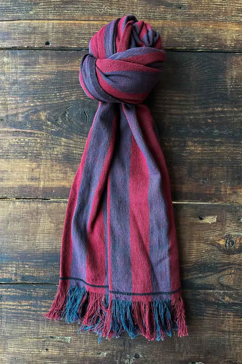 Handloom Scarf - Ruby + Indigo Stripe sold by Emerson Fry product image thumbnail 2