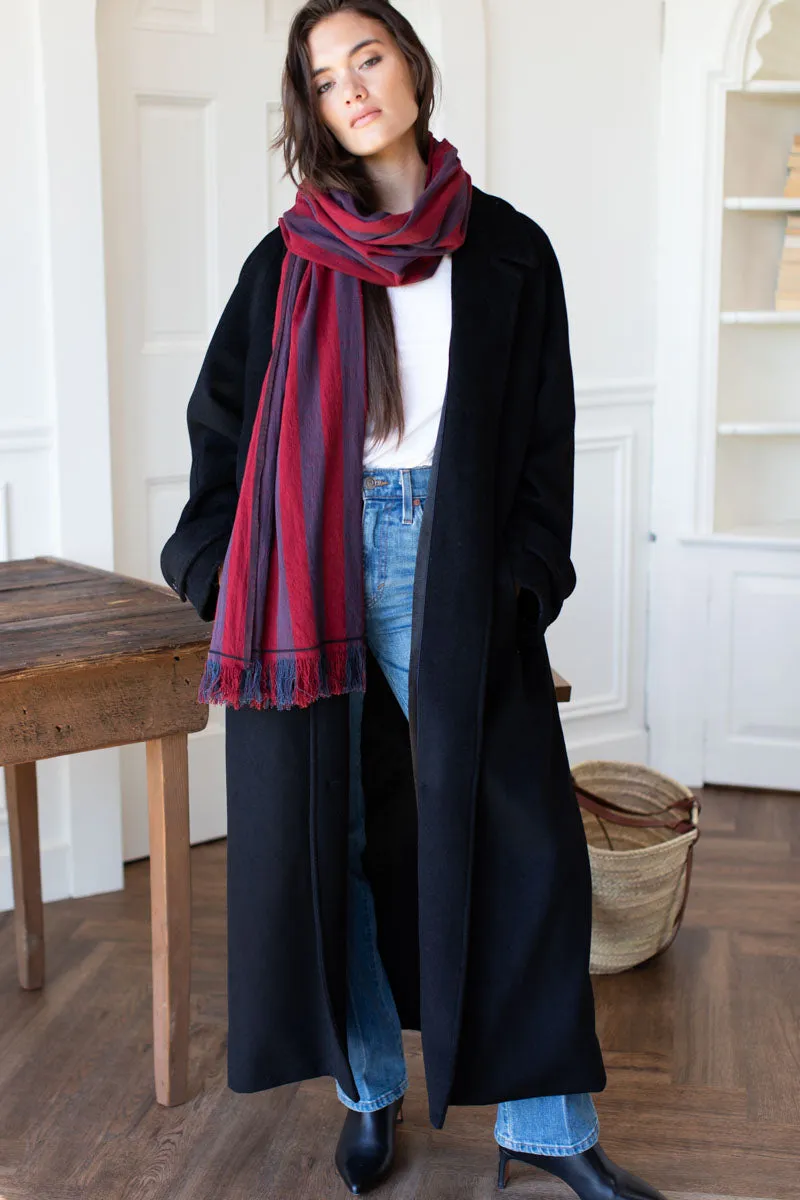 Handloom Scarf - Ruby + Indigo Stripe sold by Emerson Fry product image thumbnail 4