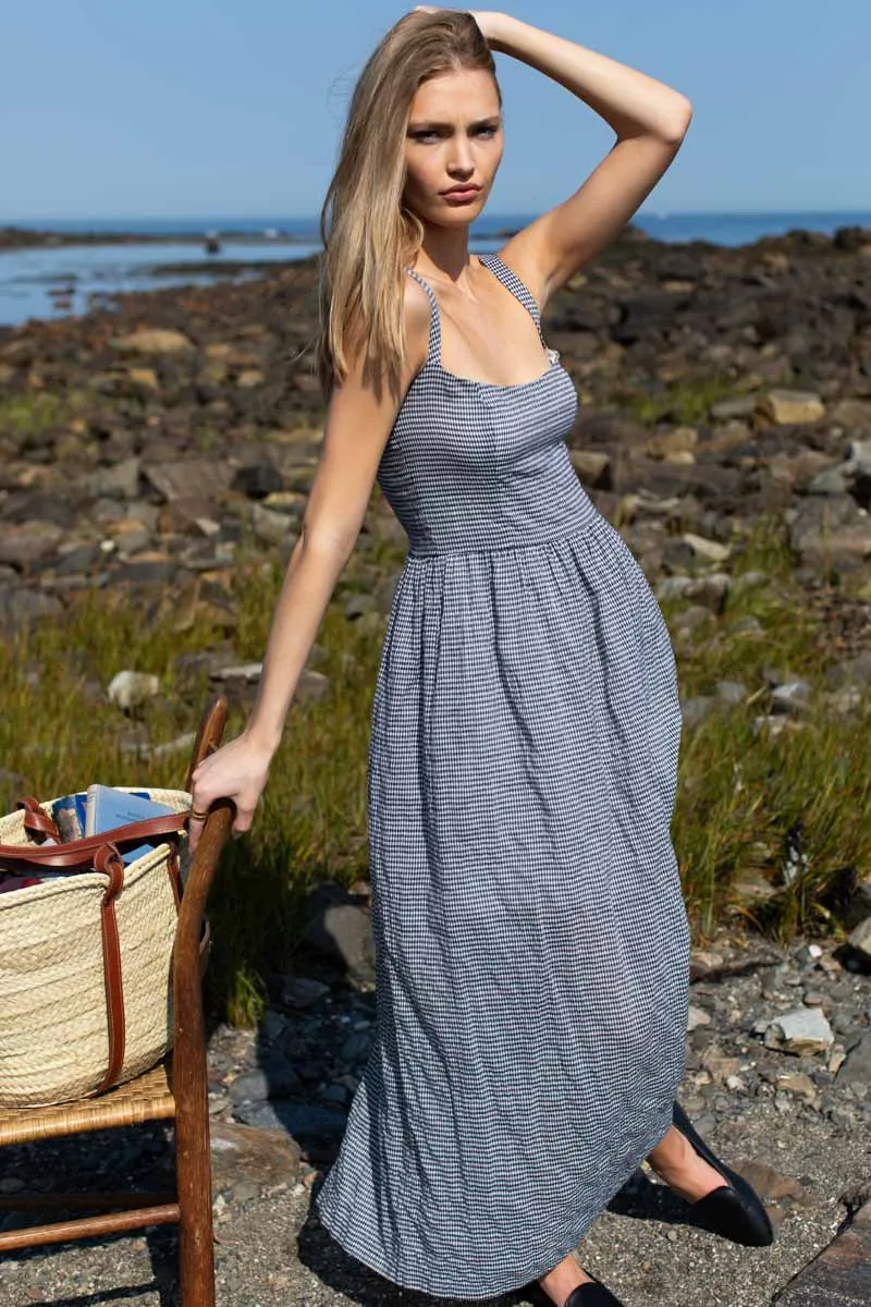 Jour Maxi Dress - Navy Gingham sold by Emerson Fry