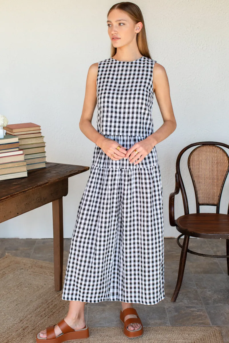 Single Tier Maxi Skirt - Black + White Check sold by Emerson Fry product image thumbnail 2