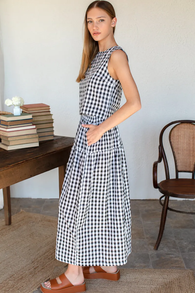 Single Tier Maxi Skirt - Black + White Check sold by Emerson Fry product image thumbnail 3