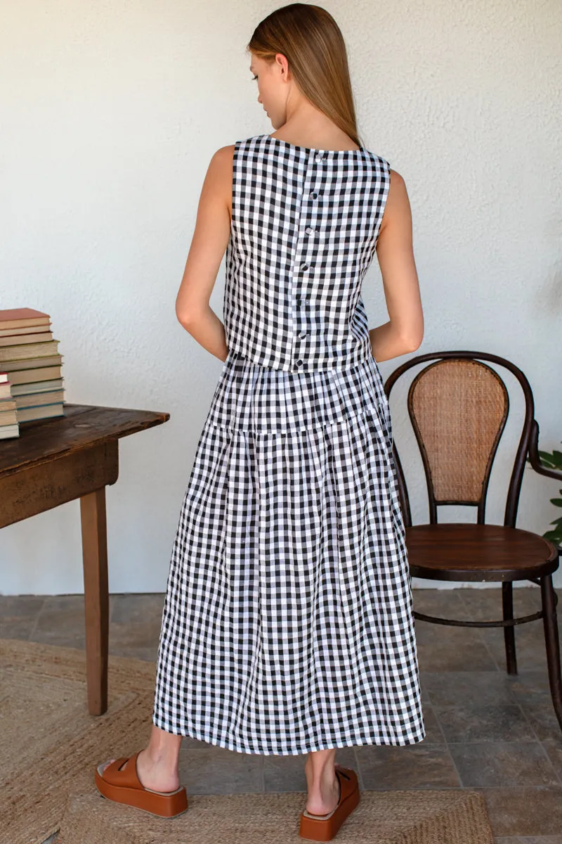 Single Tier Maxi Skirt - Black + White Check sold by Emerson Fry product image thumbnail 4