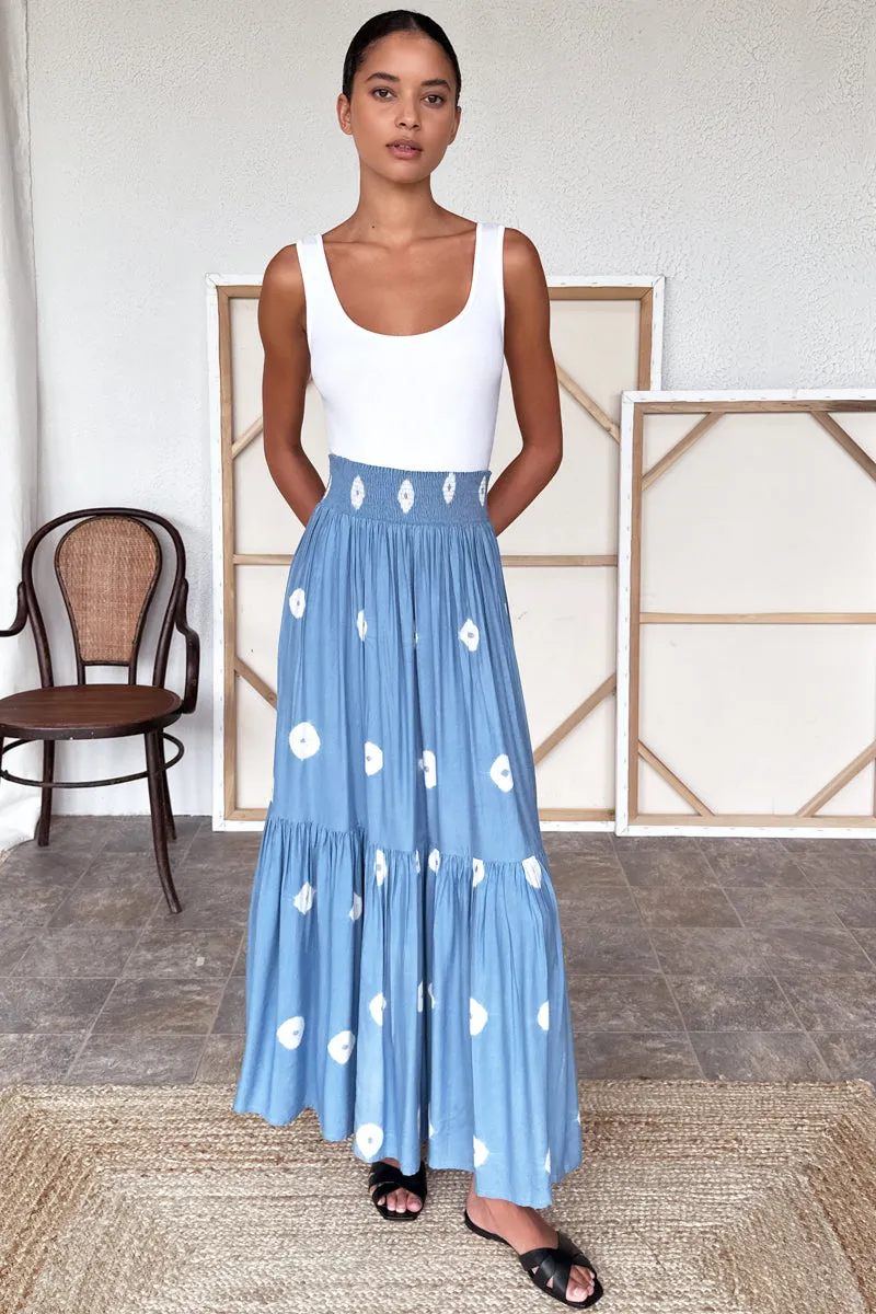 Shirred Skirt - Indigo Eclipse sold by Emerson Fry