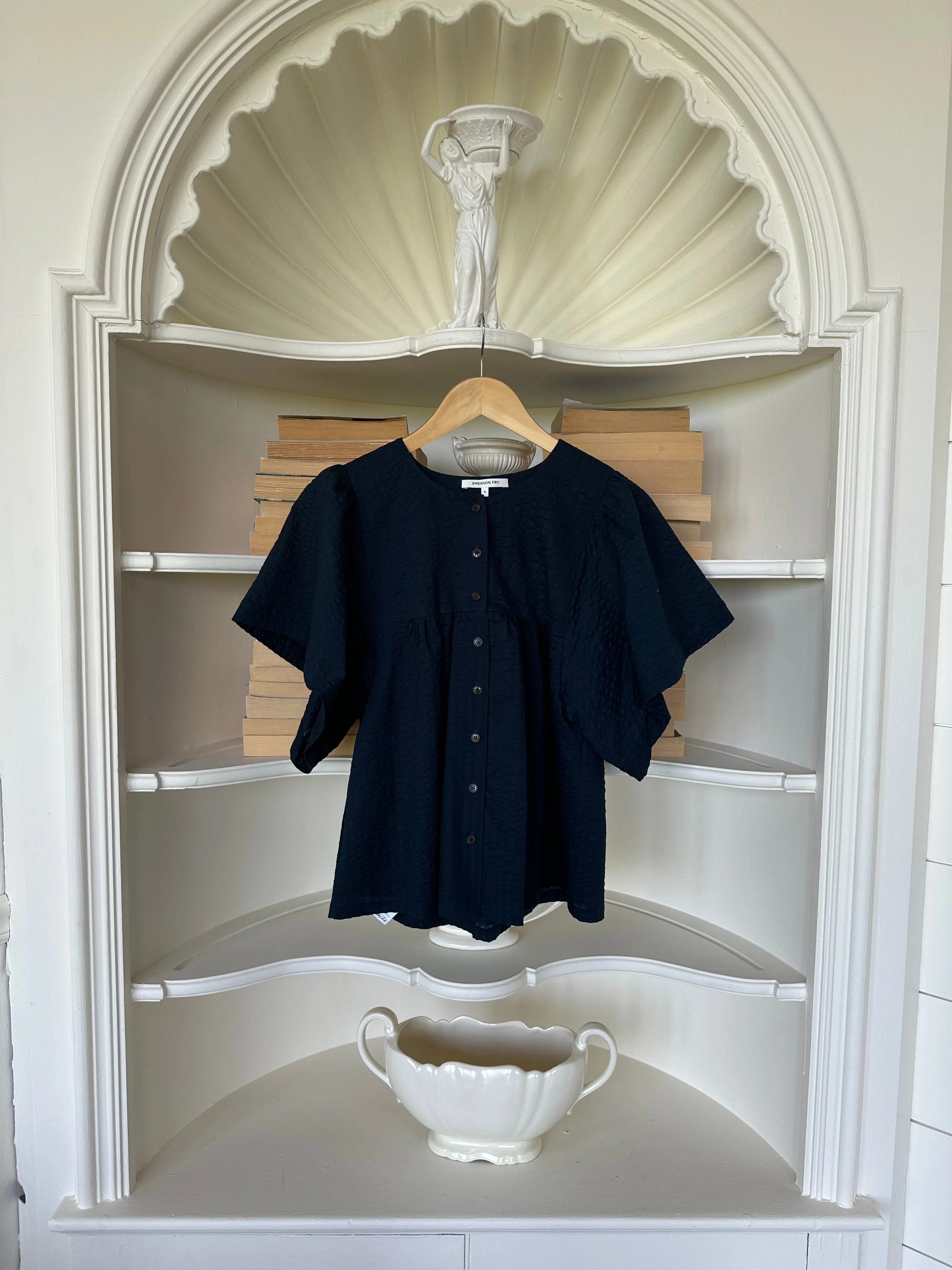 Marion Button Blouse - Navy Textured sold by Emerson Fry product image thumbnail 2