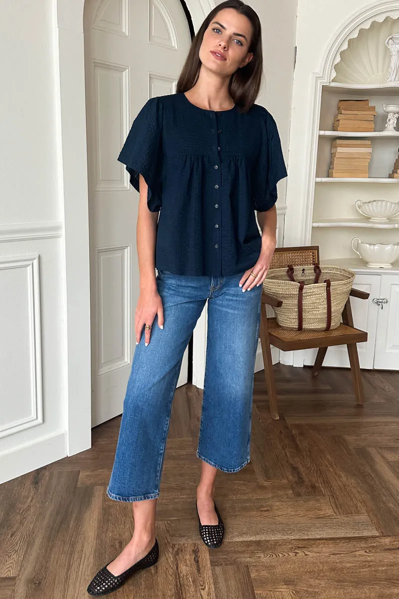 Marion Button Blouse - Navy Textured sold by Emerson Fry product image thumbnail 3