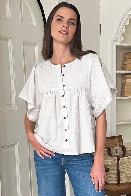 Marion Button Blouse - Natural Textured sold by Emerson Fry