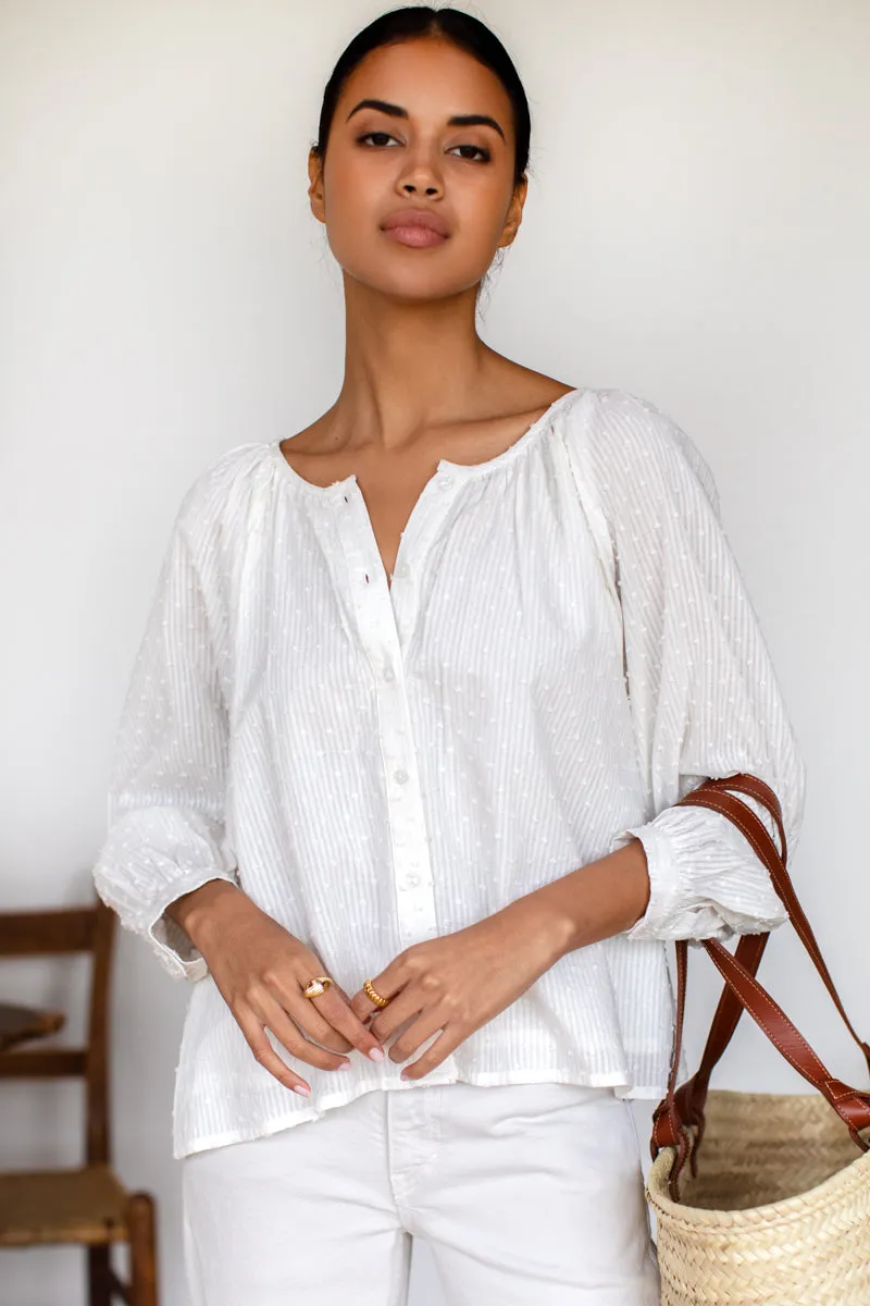 Frances Blouse - Dot Stripe Ivory Organic sold by Emerson Fry product image thumbnail 3