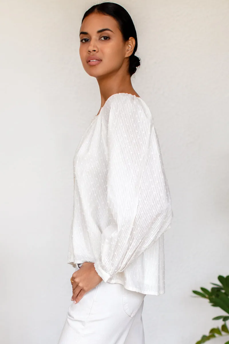 Frances Blouse - Dot Stripe Ivory Organic sold by Emerson Fry product image thumbnail 4