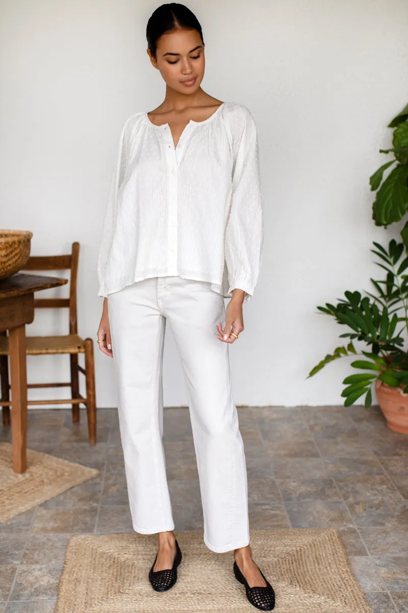 Frances Blouse - Dot Stripe Ivory Organic sold by Emerson Fry product image thumbnail 5