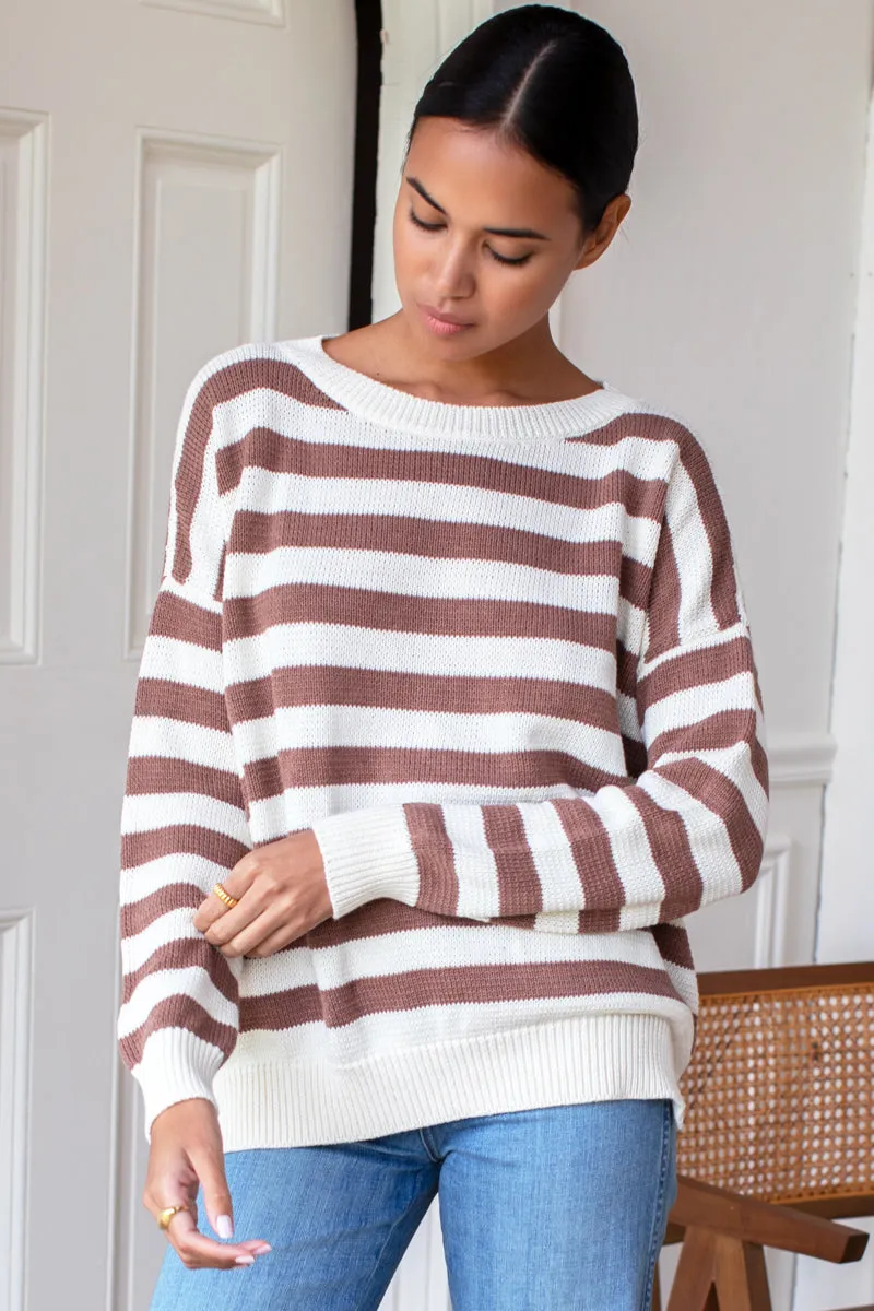 Carolyn Sweater - Mocha French Stripe Organic sold by Emerson Fry product image thumbnail 2