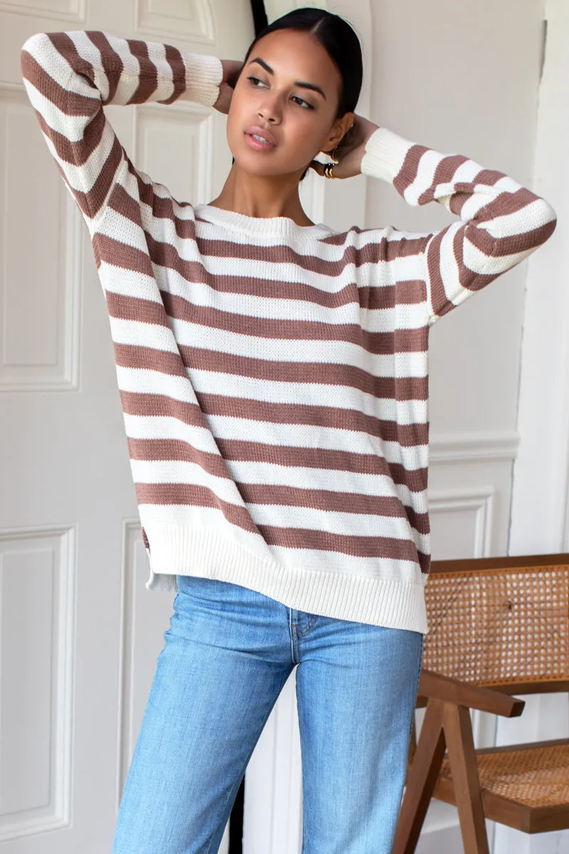 Carolyn Sweater - Mocha French Stripe Organic sold by Emerson Fry product image thumbnail 4