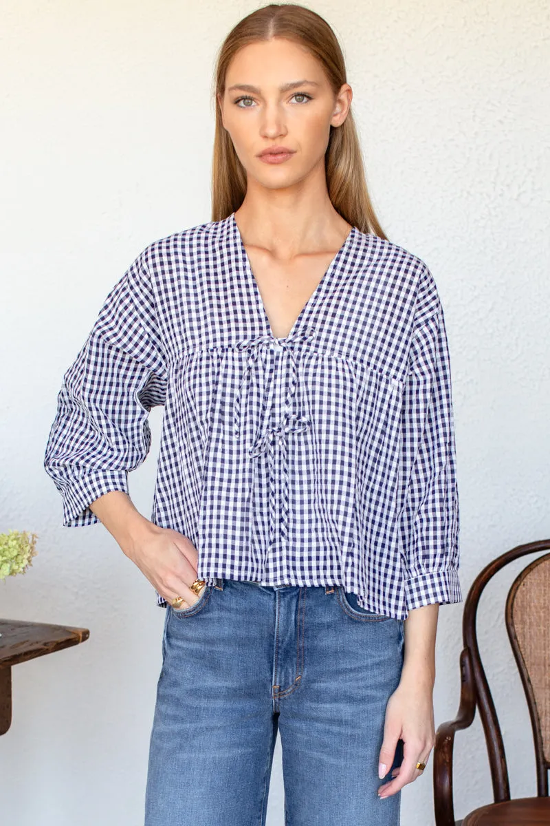 Artist Overshirt - Navy + White Seersucker Check sold by Emerson Fry product image thumbnail 2