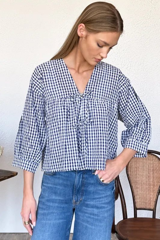 Artist Overshirt - Navy + White Seersucker Check sold by Emerson Fry