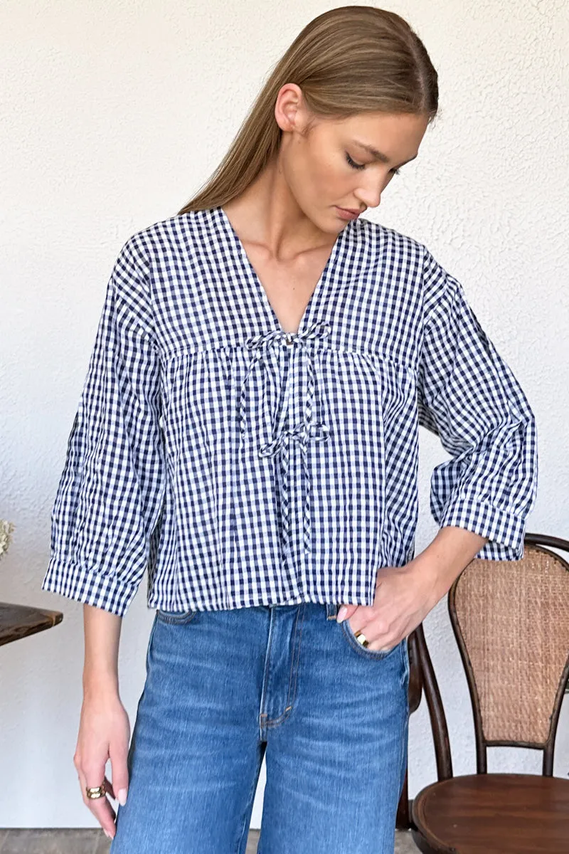 Artist Overshirt - Navy + White Seersucker Check sold by Emerson Fry