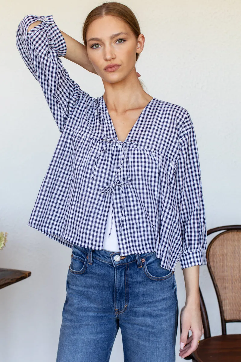 Artist Overshirt - Navy + White Seersucker Check sold by Emerson Fry product image thumbnail 4