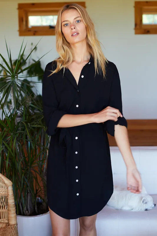 Shirtdress - Black Crepe made by Emerson Fry