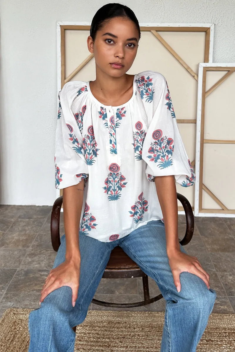 Frances Blouse 2 - Teal + Carnelian Market Flowers Organic sold by Emerson Fry product image thumbnail 3