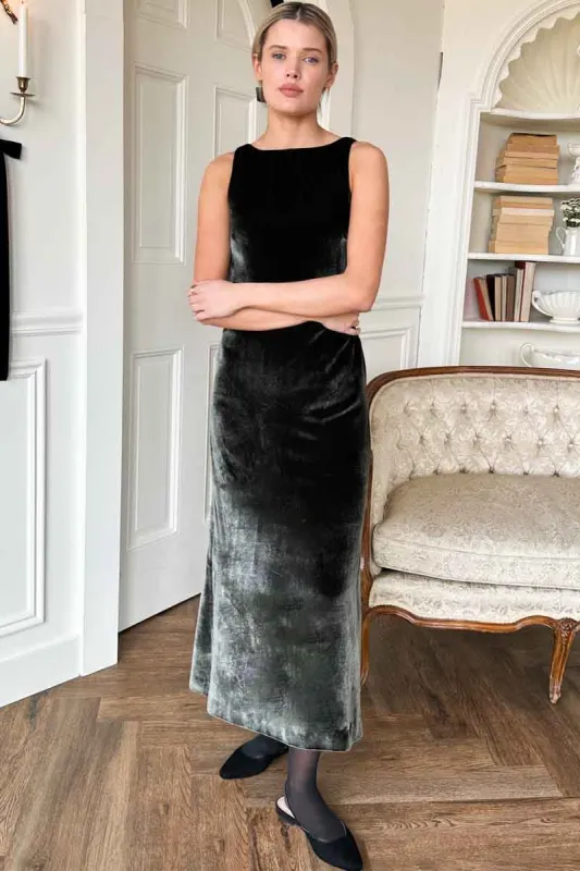 Cut In Shift Maxi Dress - Bark Velvet made by Emerson Fry