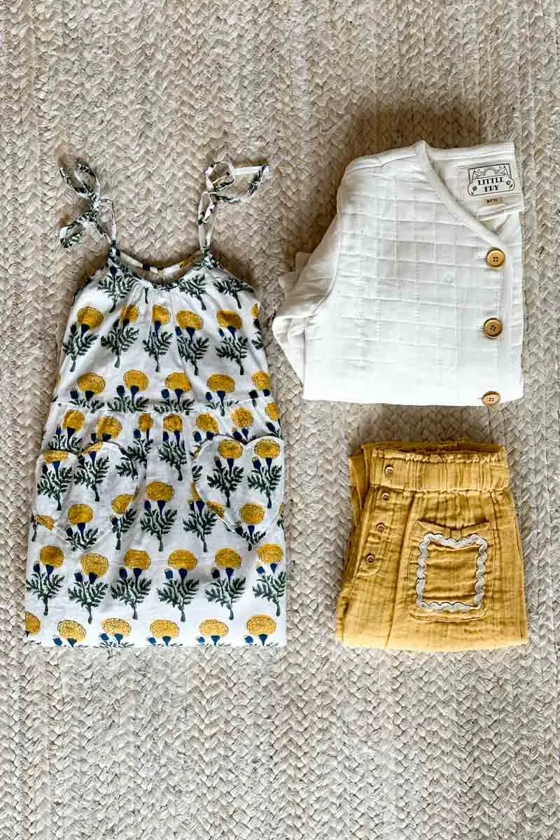 Little Fry Sunshine Dress - Big Marigolds White Organic sold by Emerson Fry product image thumbnail 4