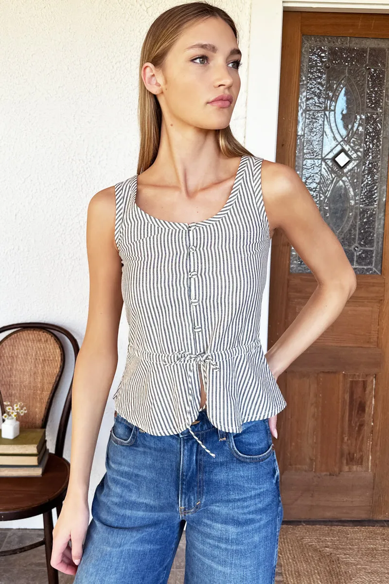 Studio Peplum Top - Newburyport Stripe sold by Emerson Fry product image thumbnail 4