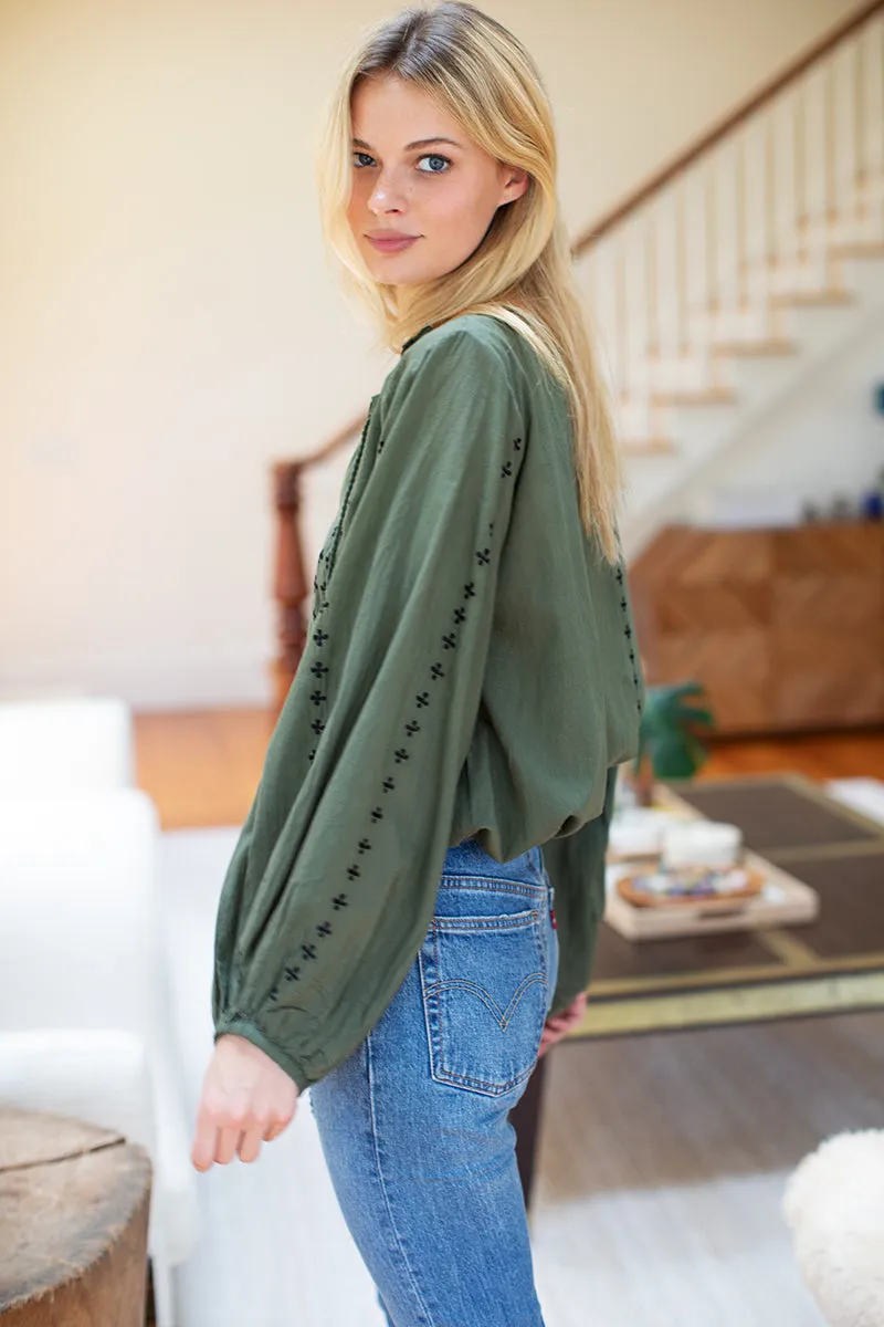 Bardot Top - Moss Embroidered sold by Emerson Fry product image thumbnail 4