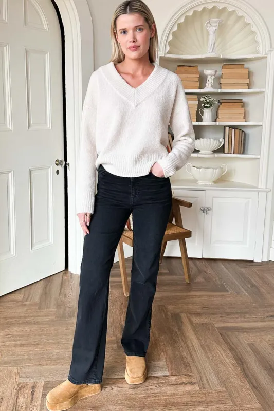 Boxy V Neck Sweater - Birch Wool made by Emerson Fry