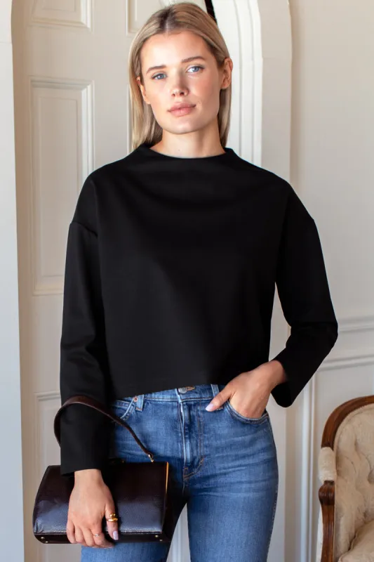 Jewel Neck Top - Black made by Emerson Fry