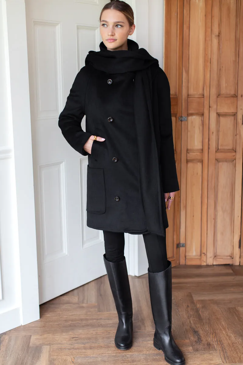 Scarf Coat - Black Wool sold by Emerson Fry
