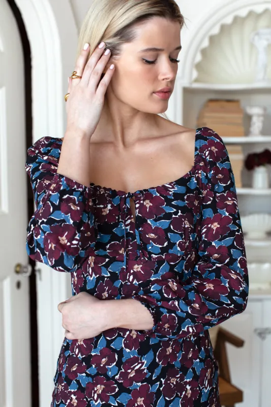 Franny Bias Dress 2 - Wilders Flowers Merlot made by Emerson Fry