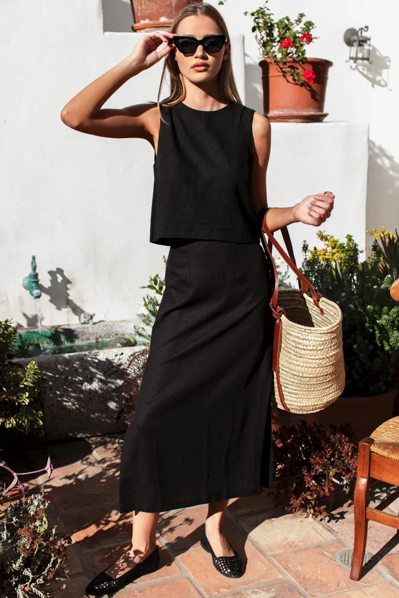 Studio Skirt - Jet Black Linen sold by Emerson Fry