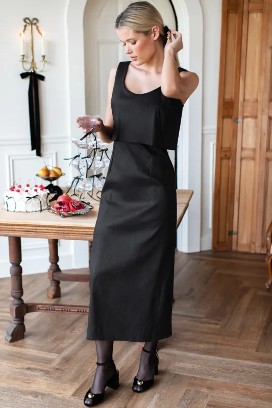 Roma Midi Dress - Black made by Emerson Fry