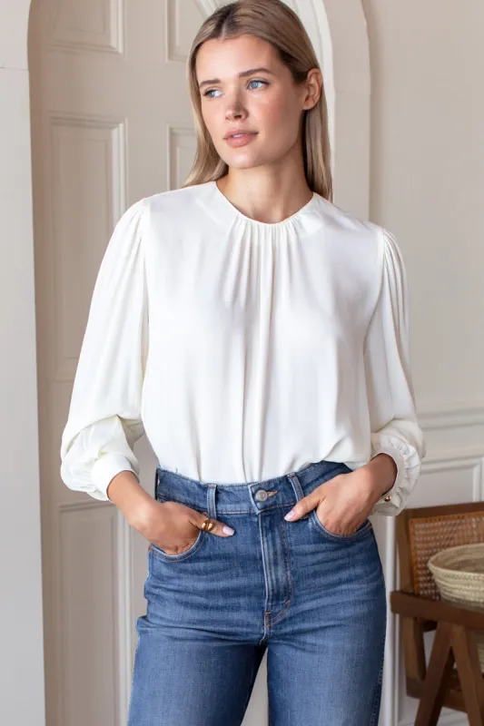 Gathered Neckline Top - Star White sold by Emerson Fry