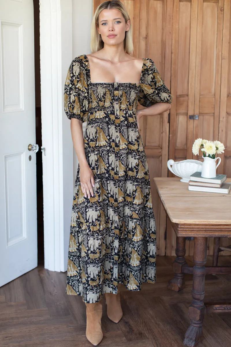 Santiago 4 Maxi Dress - Story Print Linen sold by Emerson Fry
