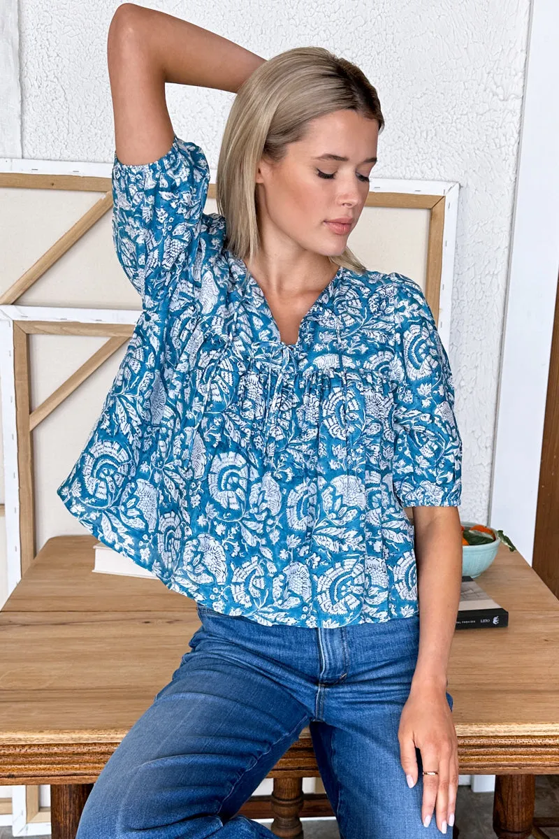 Puff Isla Top - Cassis Blue sold by Emerson Fry product image thumbnail 3