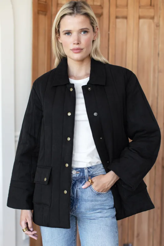 Quilted Barn Coat - Jet Black Organic sold by Emerson Fry