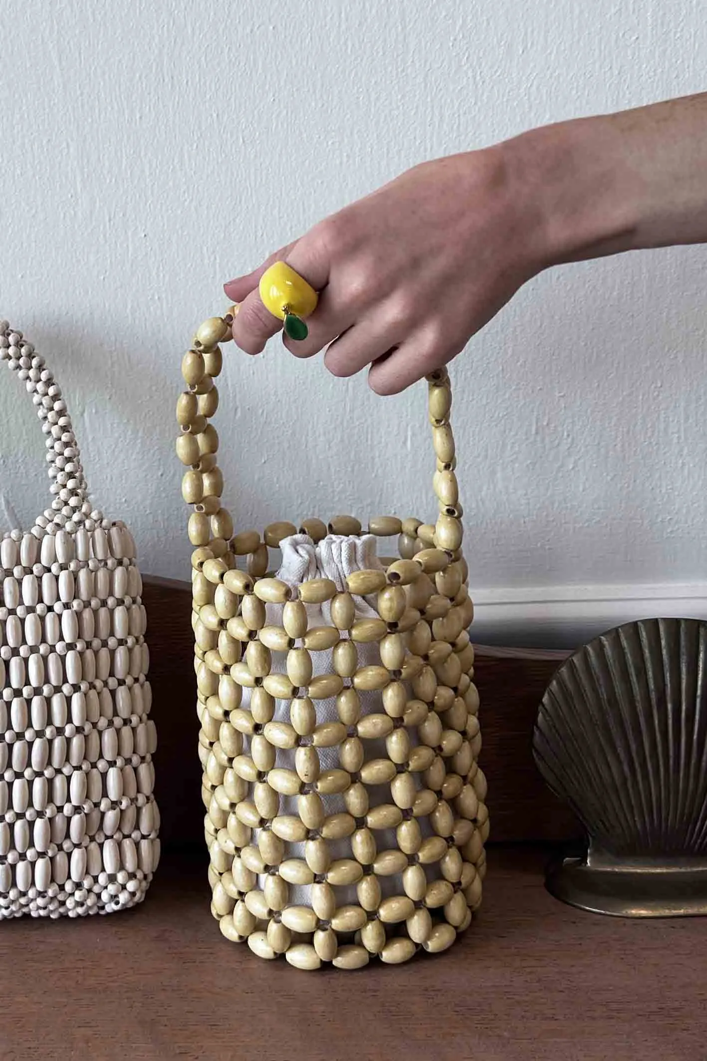Wood Bead Bag - Honey sold by Emerson Fry