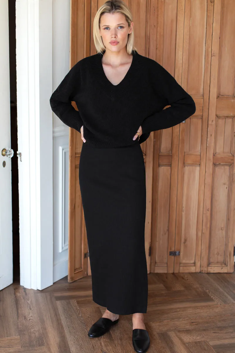 Knit Pull On Maxi Skirt - Onyx Rib sold by Emerson Fry