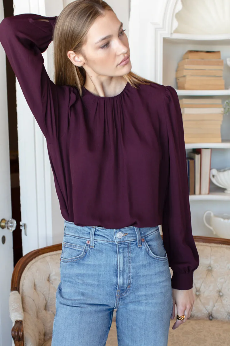Gathered Neckline Top - Winetasting sold by Emerson Fry product image thumbnail 5