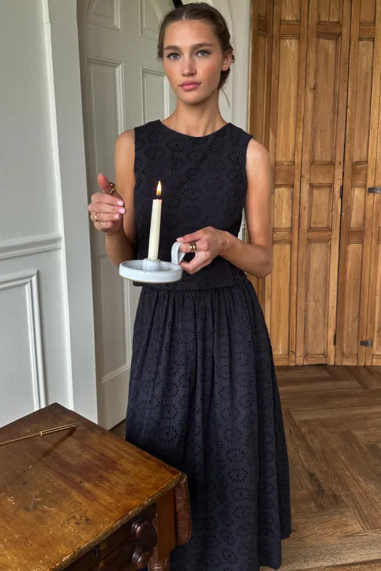 Wide Hem Skirt - Midnight Eyelet sold by Emerson Fry